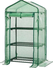 Casa per piante in miniatura per balcone e terrazza - Cassetta per tomate con 3 pannelli - Giardino verticale stabile 69 x 49 x 126 cm - Foglietto in PE - Cucina verticale spazievole per giardino - Verde - EGN03GH02