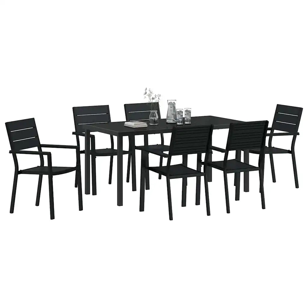 Set da Pranzo per Giardino 7 pcs Nero 3379146