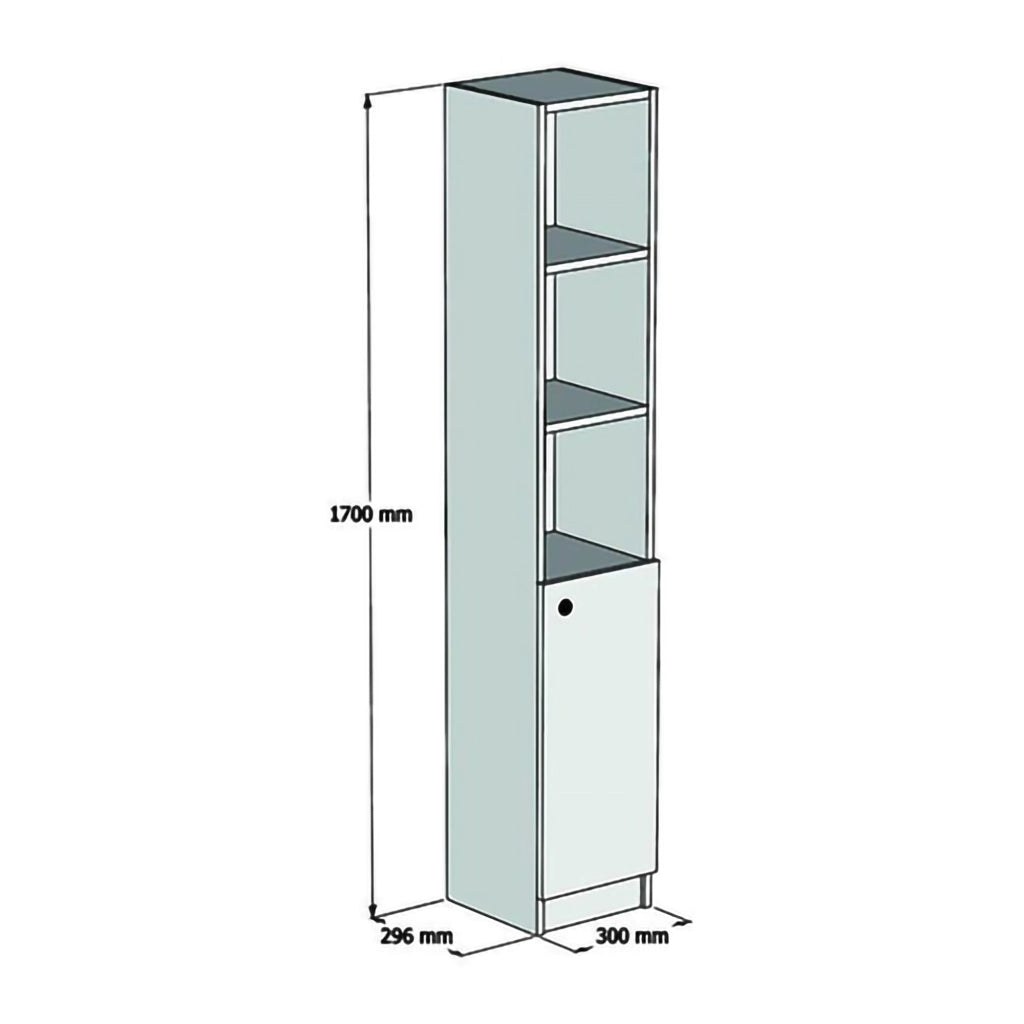 Leuca, Mobile Colonna 3 Ripiani, 30x30x170h cm Bianco