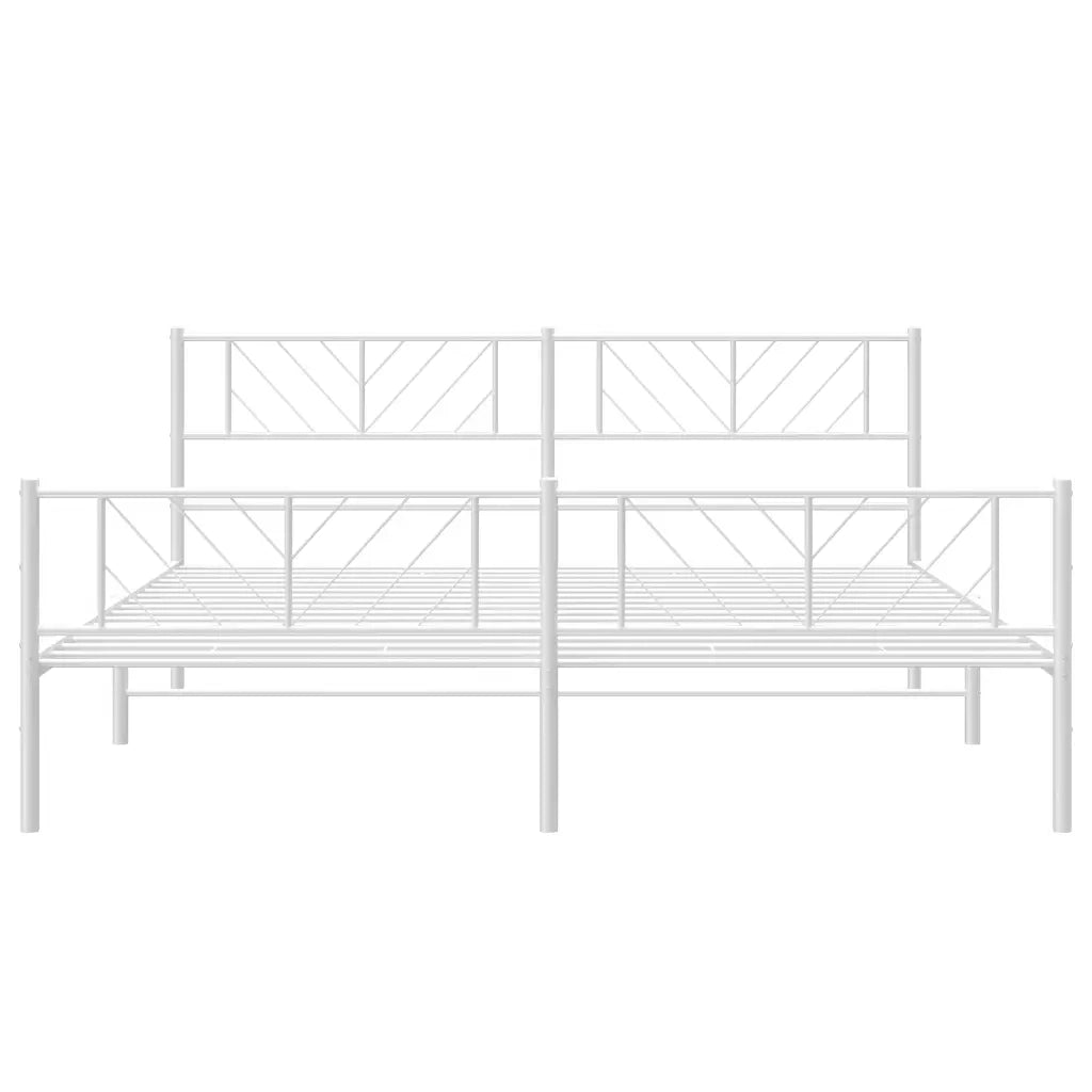 Giroletto con Testiera e Pediera Metallo Bianco 183x213 cm 372251