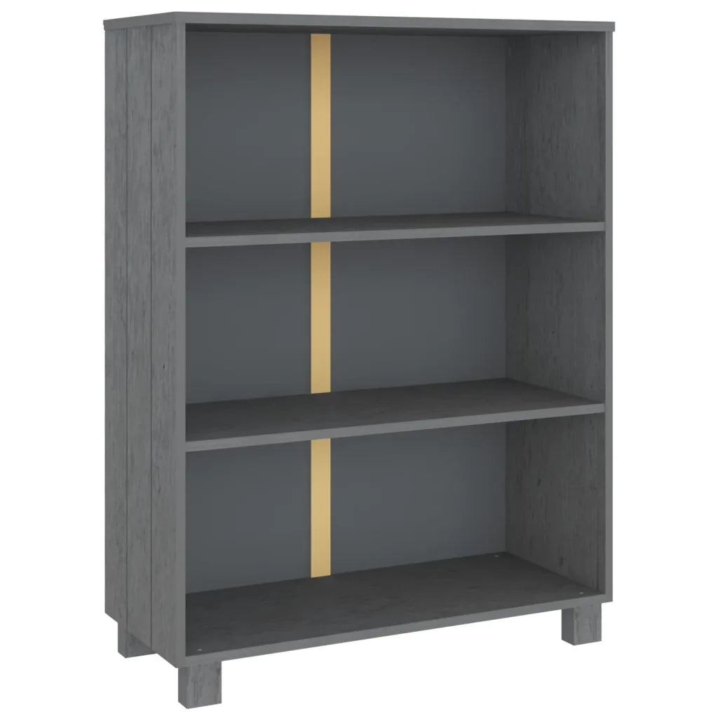 Libreria-Scaffale per Libri-Mobile di Stoccaggio HAMAR Grigio Scuro 85x35x112 cm Legno Massello di Pino