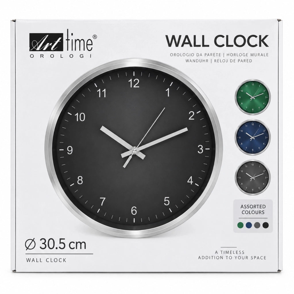 OROLOGIO DA PARETE TONDO 30,5CM MODERNO QUADRANTE VARI COLORI CASA UFFICIO