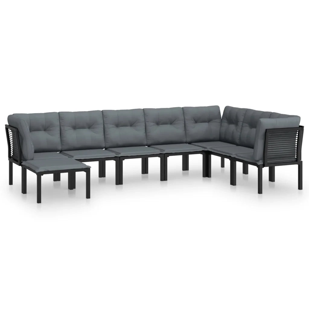 Set Salotto da Giardino 8 pz Nero e Grigio in Polyrattan