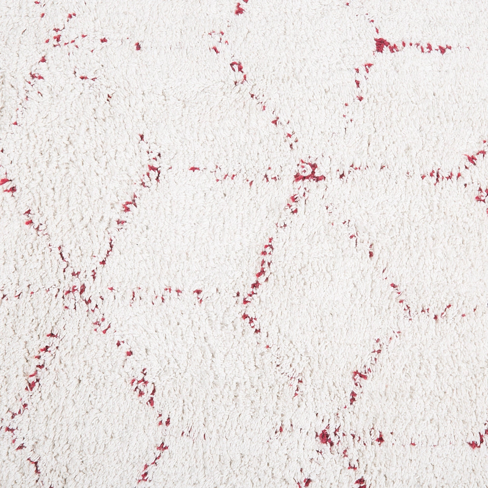 Tappeto orientale moderno con nappe 140 x 200 cm bianco con motivo geometrico rosso