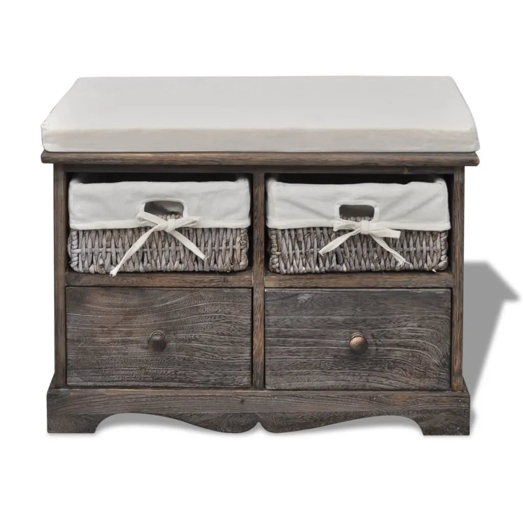 Cassapanca Marrone 62x33x42 cm in Legno di Paulownia 240791