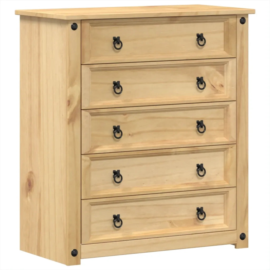 Cassettiera Corona 80x40x89 cm in Legno Massello di Pino 4005673