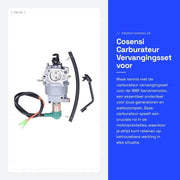 Set di sostituzione carburatore per motori a benzina 188F - Set di sincronizzazione carburatore - Strumento di regolazione carburatore - Per generatori - Miscela benzina/aria - Apparecchio meccanico rigido - Carburatore motore