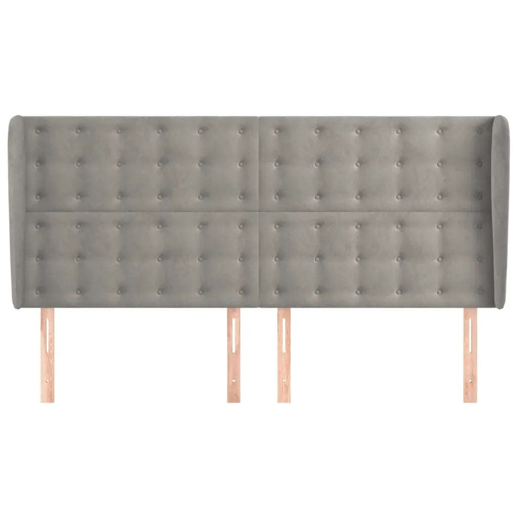 Testiera ad Orecchio Grigio Chiaro 163x23x118/128 cm in Velluto 3118444
