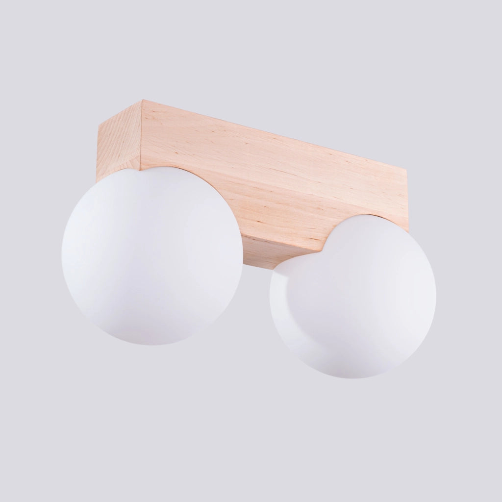 Lampada a sospensione moderna BULBO Peach Puff a 2 luci in legno e vetro IP20