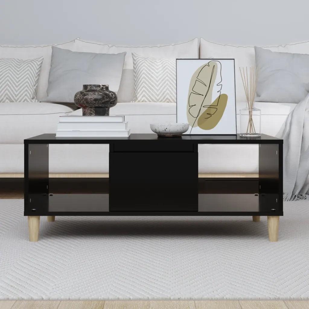 Tavolino da Salotto Nero 90x50x36,5 cm in Legno Multistrato 821061