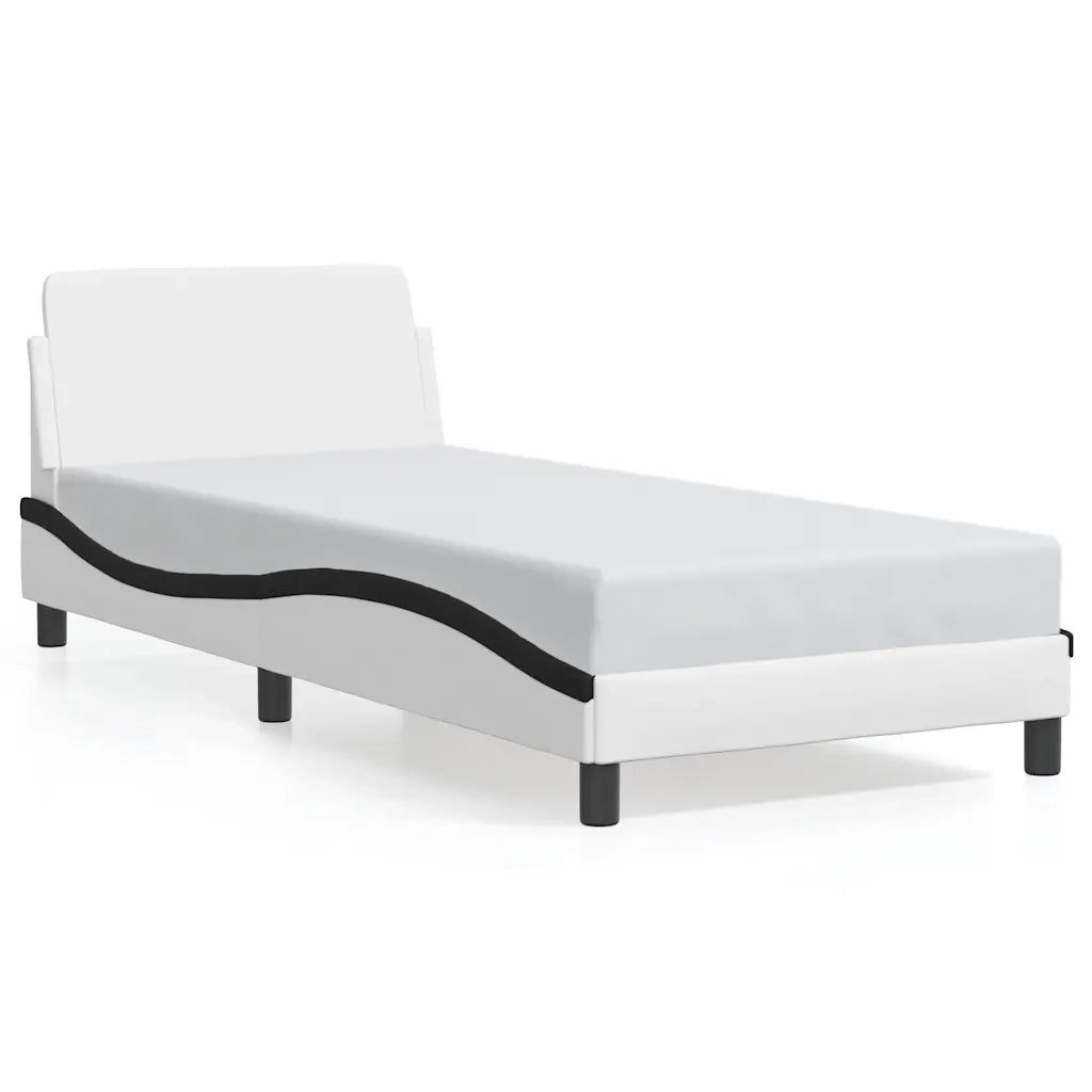 Giroletto-Struttura Letto Dover Bianco e Nero 80x200 cm in Similpelle