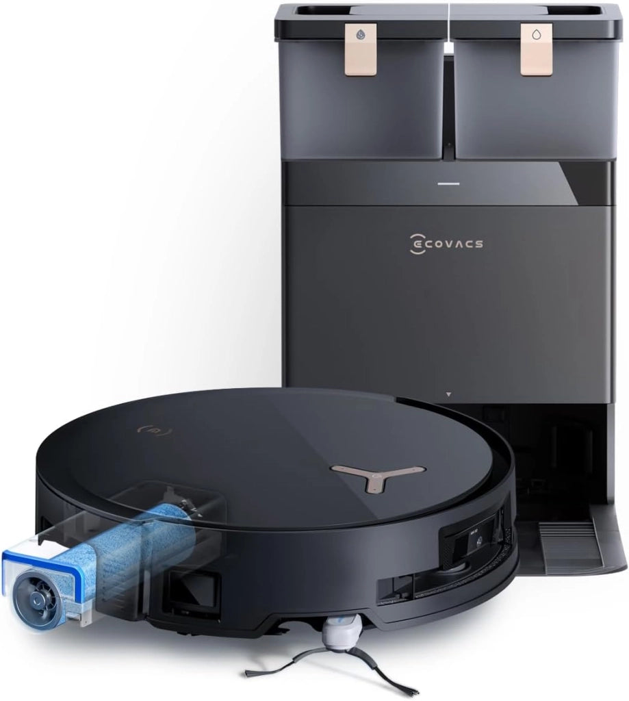 ECOVACS DEEBOT X8 OMNI Robot Aspirapolvere Lavapavimenti con Stazione Auto-Pulente, 18000Pa, Spazzola OZMO ROLLER Auto-Lavaggio Mocio Istantaneo con Acqua Calda a 75℃, Asciugatura Aria Calda, Bianco