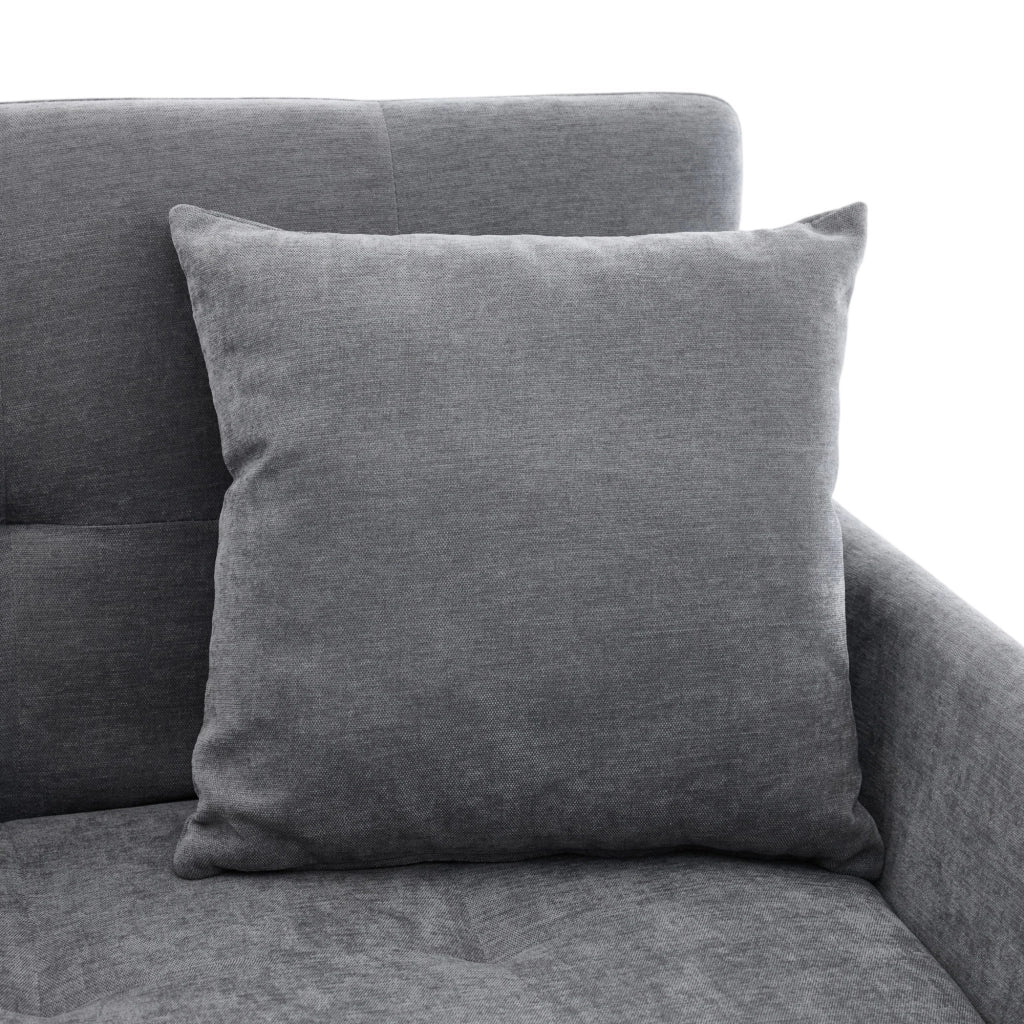 Divano convertibile con porta USB e supporto tablet in tessuto lino spazzolato per studio grigio 109 × 72 × 83,5 cm