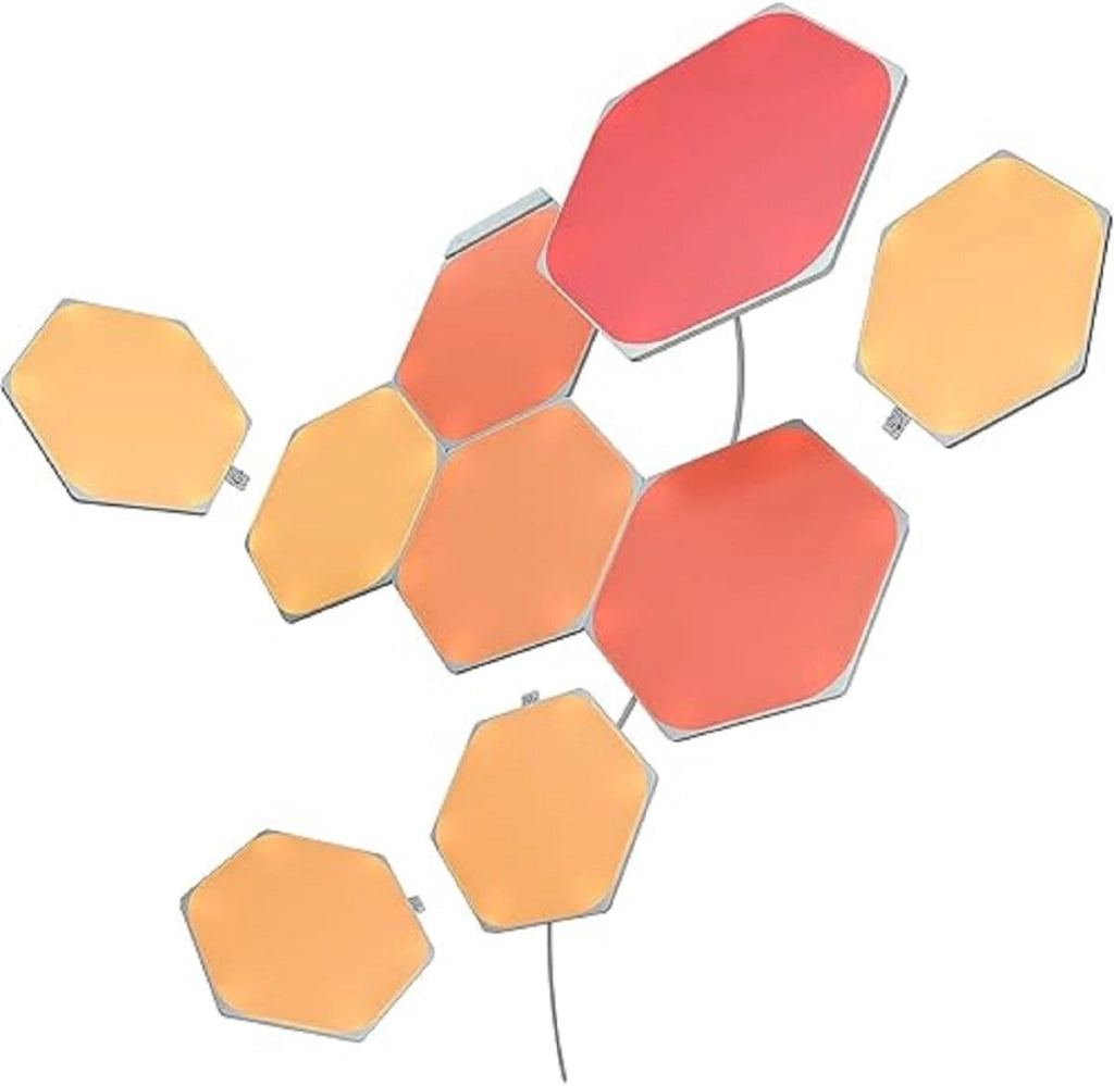 Shapes Hexagon Starter Kit, 9 Esagoni Luminosi LED RGBW Smart, Applique da Parete Interno Modulari, Luci Led 16M Colori WiFi, Funziona con Alexa, Sincronia Musica e Monitor, Deco e Gaming
