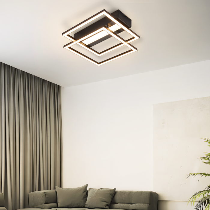 ZMH Lampada da soffitto LED 42W nera dimmerabile telecomando per cucina camera letto