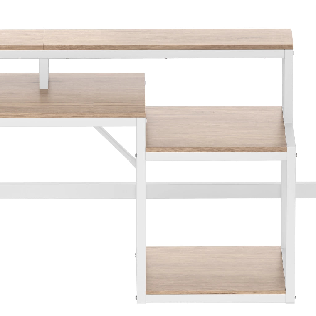LETTO A CASTELLO 140 x 200 cm con scrivania, LED e USB, bianco