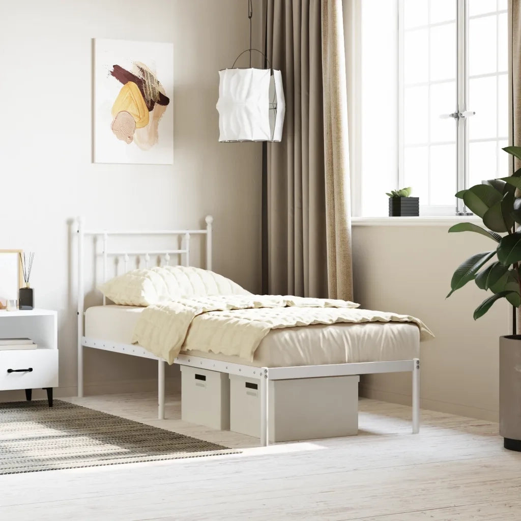 Giroletto senza Materasso con Testiera-Struttura Letto Metallo Bianco 75x190 cm 296813