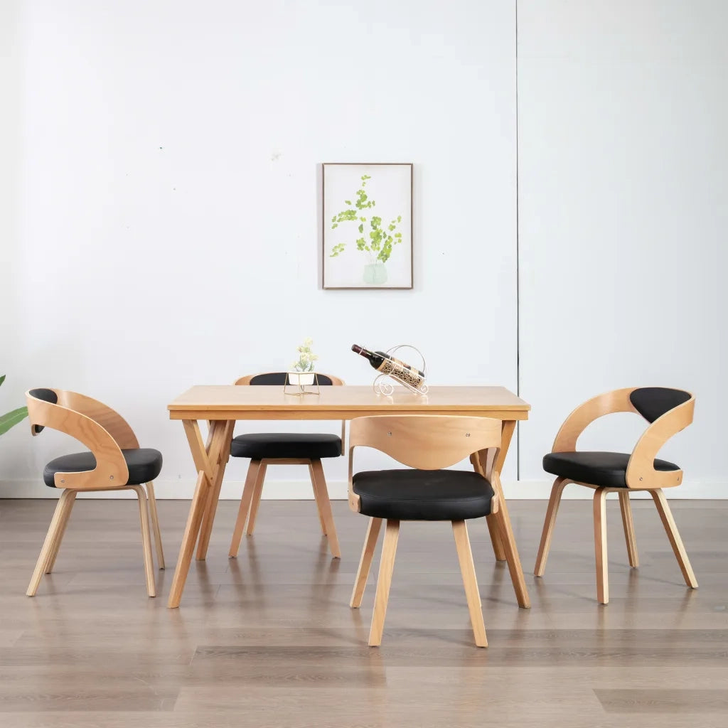 Sedie da Pranzo 4 pz Nere in Legno Piegato e Similpelle cod mxl 24635