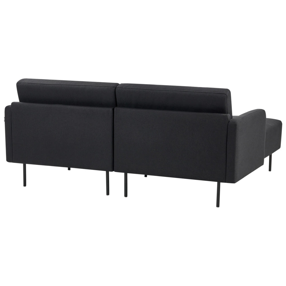 Divano a 2 posti con gambe in metallo Tessuto nero lato destro schienale imbottito moderno e minimalista