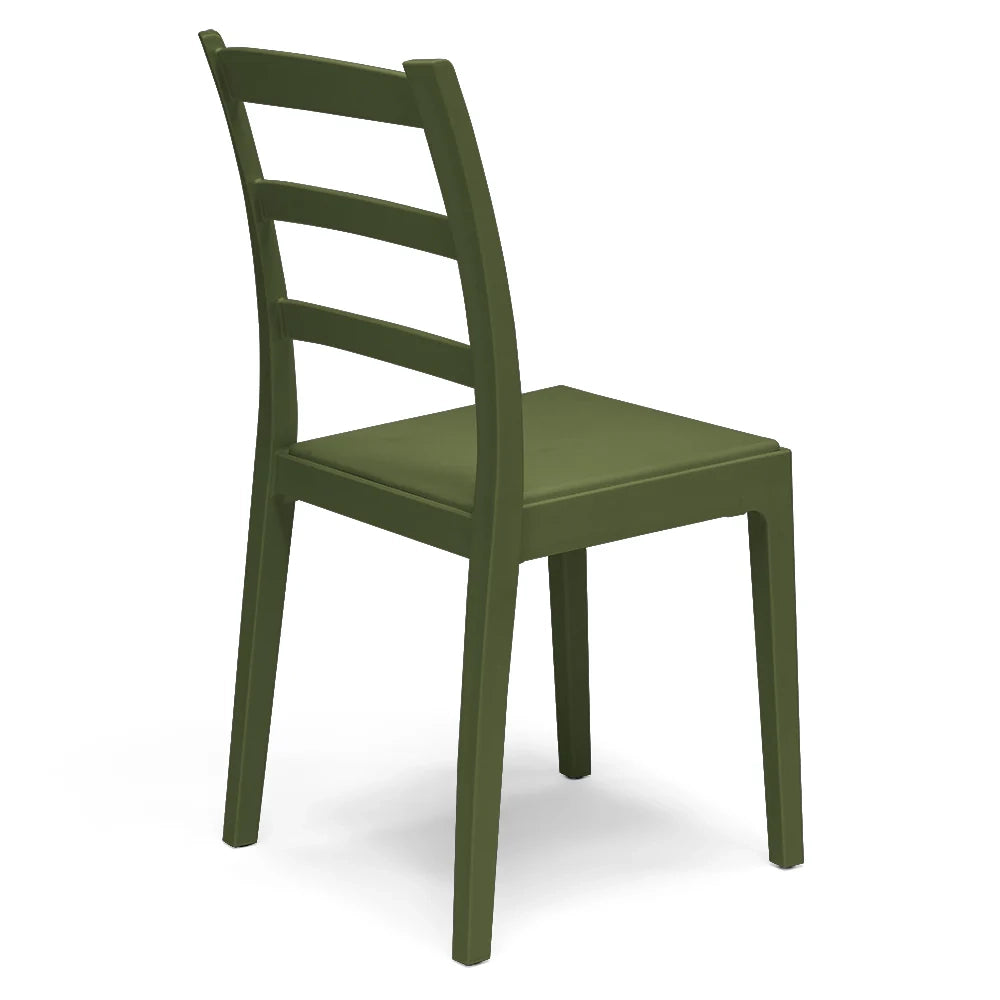 Sedia in polipropilene REA, MADE IN ITALY, impilabile, resistente ai raggi UV, design classico, ideale per sala da pranzo, cucina, sala d’attesa, bar, ristoranti o giardino, colore Verde Oliva