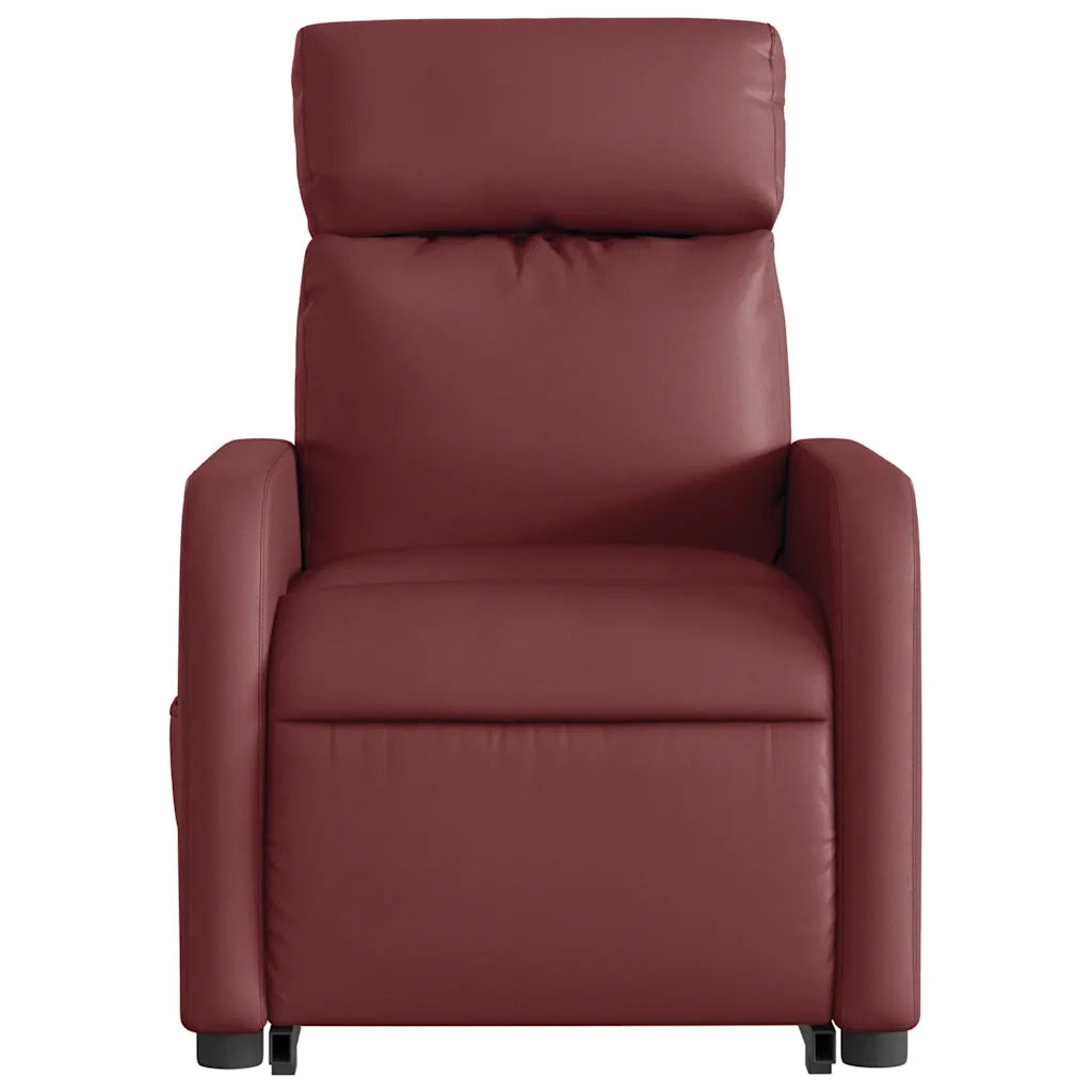 Divano Sedia-Poltrona Alzapersone Massaggi Reclinabile Rosso Vino Similpelle 763917