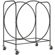 Portalegna Metallico per Camino con Ruote, per Interno ed Esterno 51x30x60 cm Nero