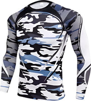 Maglietta di compressione sportiva per uomini - inverno caldo - camicia termica - calore e prestazione - camuffamento bianco - L
