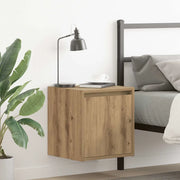 Set di 2 Comodini | Armadio da Notte | Mobiletto da notte a Muro Rovere Artigianale 38x34x40 cm