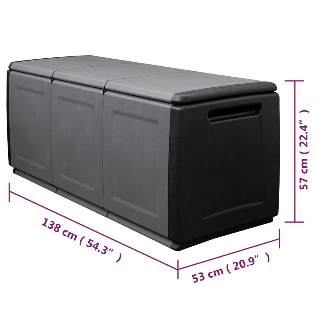 Baule portaoggetti per mobili da giardino 138 x 53 x 57 cm 330 litri grigio scuro nero 02_0013006