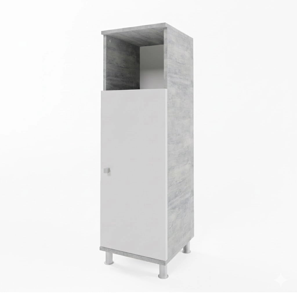 Mobile Midi Fynn, Calcestruzzo, 30 x 95 cm, per la conservazione di accessori da bagno e compatibile con Fynn