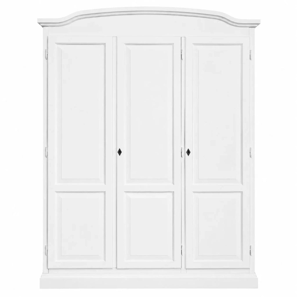 Armadio 3 ante in legno massello bianco cappello tondo 158x56x197h - Mobili 2G