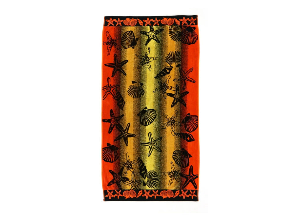 Telo Mare Spiaggia Piscina Jacquard In Spugna Disegno New Shell - 90x170 - Arancio