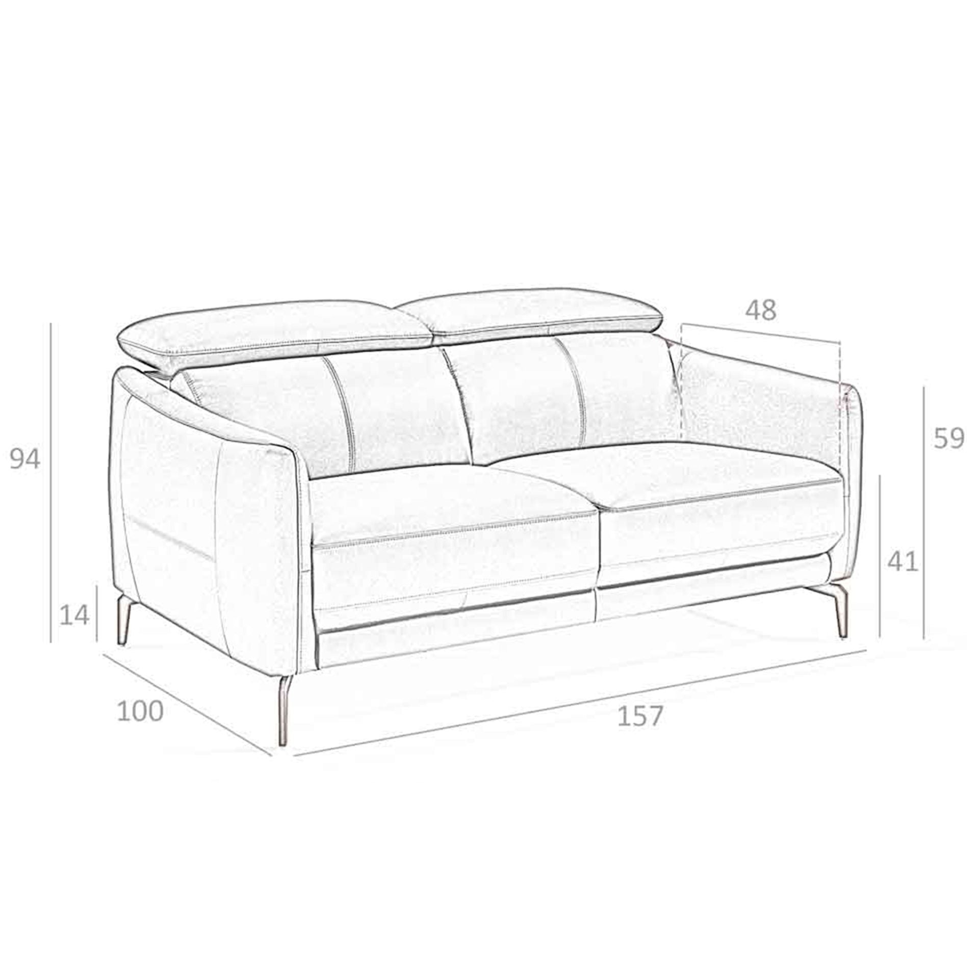 Divano a 2 posti in pelle nera