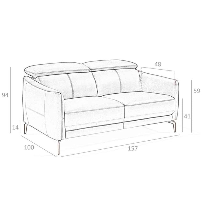 Divano a 2 posti in pelle nera