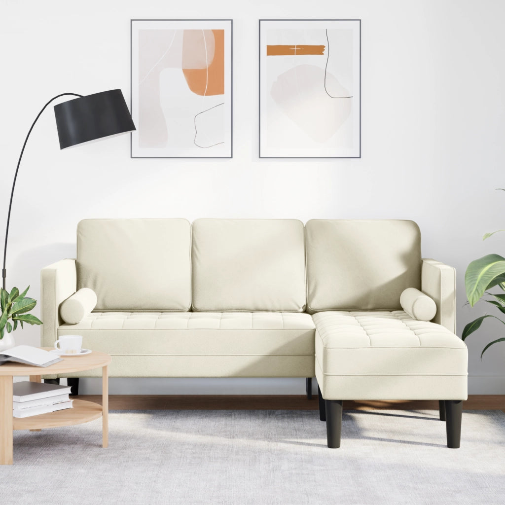 Divano angolare Crema 173x131x67 cm Velveteen