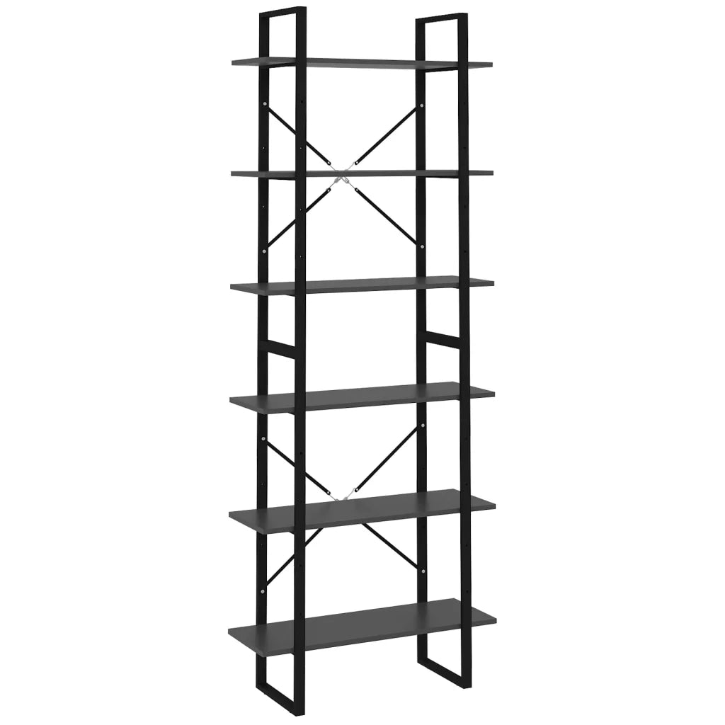 Scaffale Alto Grigio 80x30x210 cm in Legno Multistrato