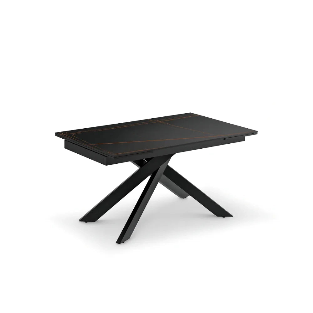 Tavolo da pranzo allungabile in ceramica effetto marmo nero Nexus 140-200x80 cm fino a 8 posti | Duzzle