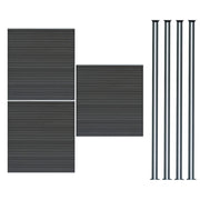 Pannelli Recinzione x3 + 4 Pali Alluminio LED Grigio Doghe PVC 185cm
