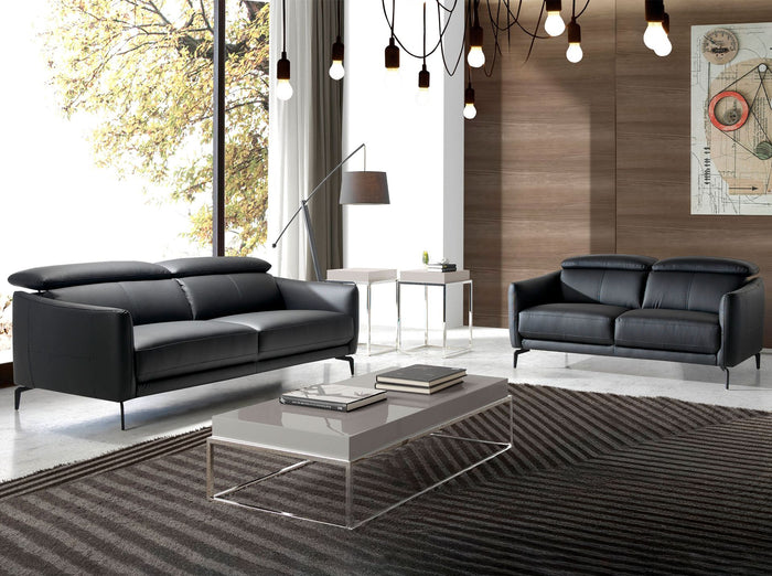 Divano a 3 posti in pelle nera