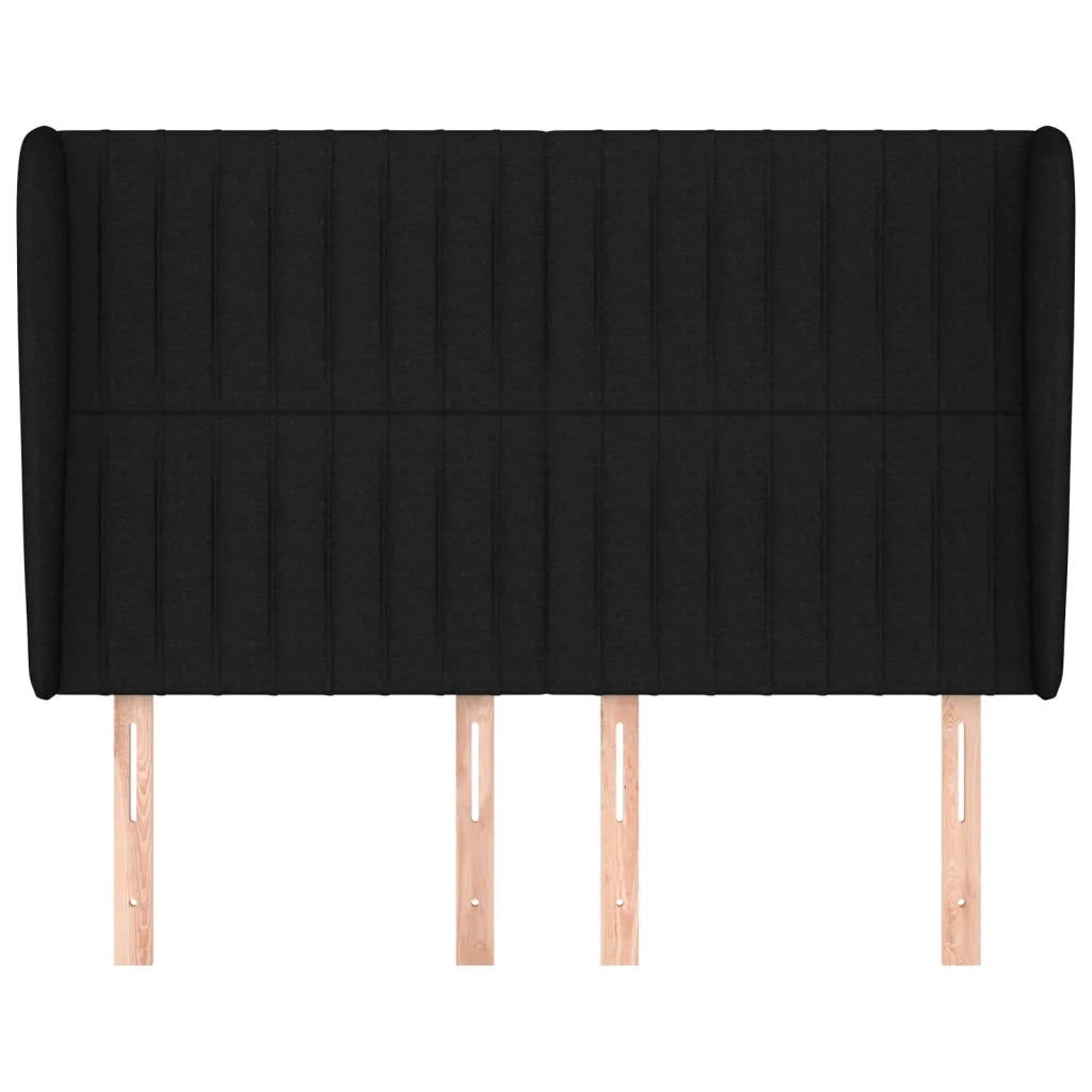 Testiera | Testata ad Orecchio Nera 147 x 23 x 118/128 cm in Tessuto