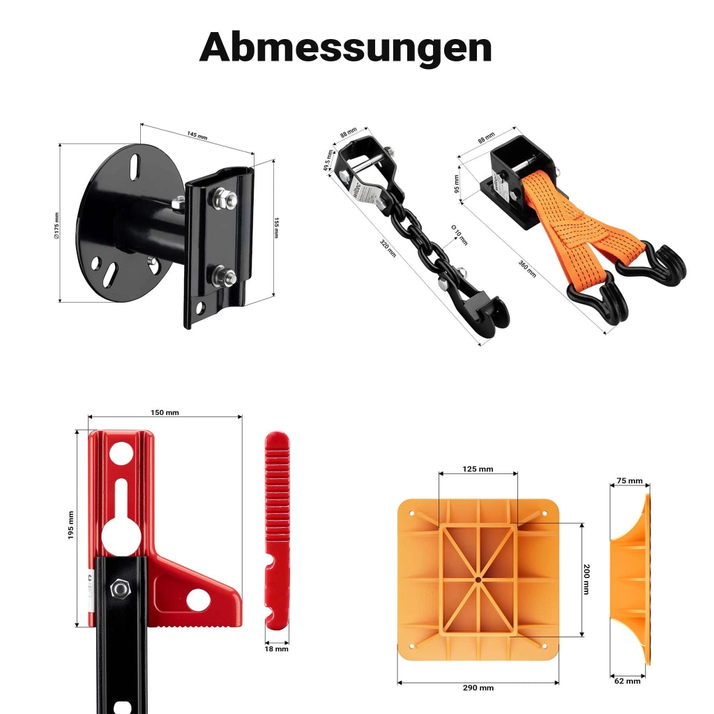 Farm Jack – Profi-Set für extreme Einsätze, Wagenheber bis 3000 kg mit Stützplatte, Radhebe-Adapter, Stoßstangen-Adapter, Reserverad-Halterung, Winden- & Klemmbefestigung