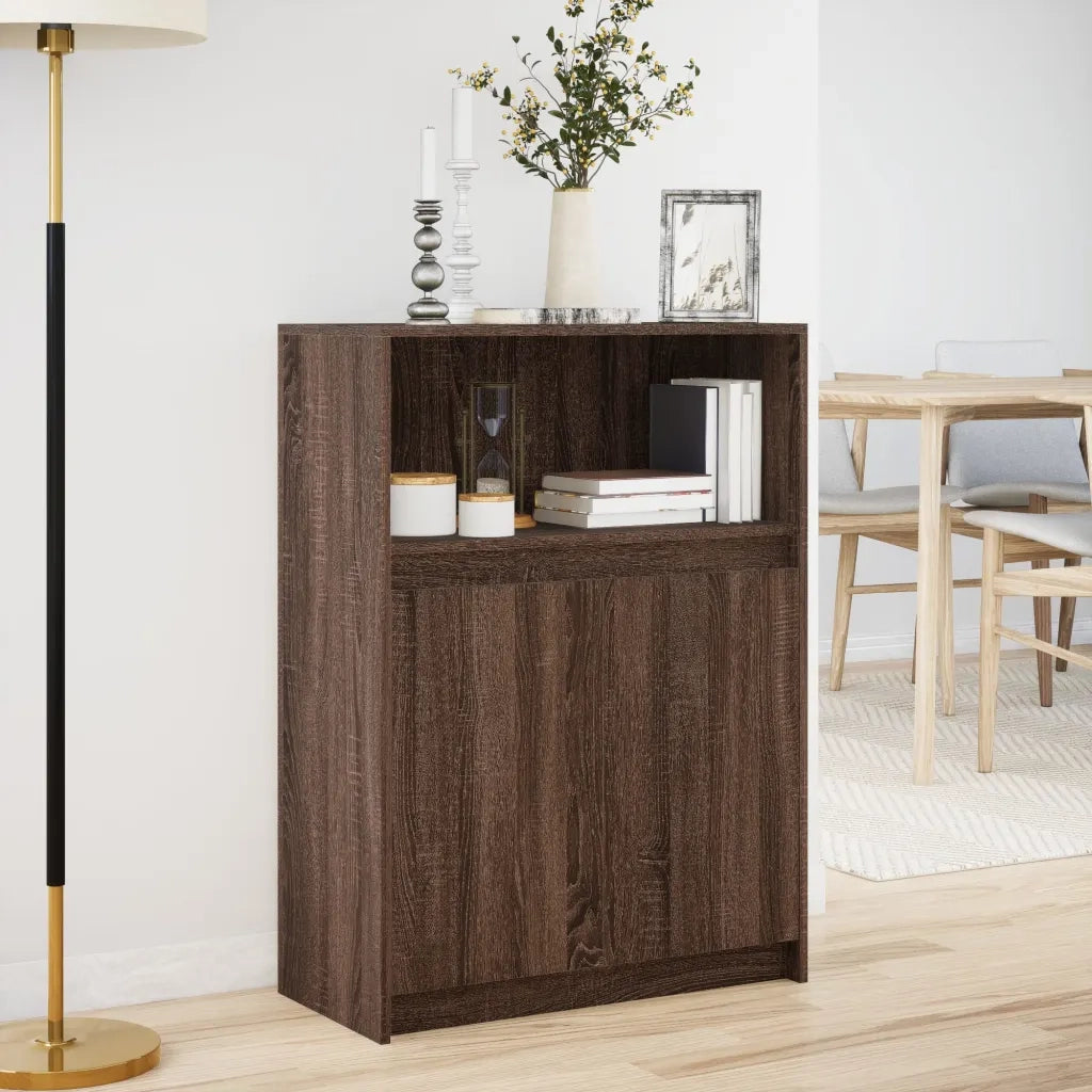 Credenza con LED Rovere Marrone 72x34x100 cm Legno Multistrato
