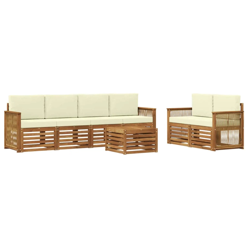 Set di divani da esterno 7 pz Naturale e Crema 3384056