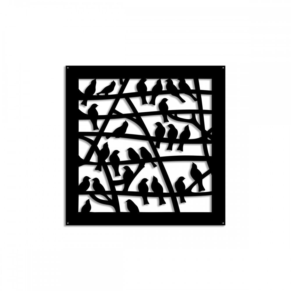 BIRDS - Pannello in PVC traforato - Parasole Misura: 73x73 cm, Colore: nero
