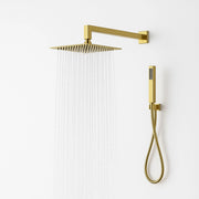 Set per doccia soffione quadro in acciaio inox 25x25 millimetri color oro *** finitura- oro lucido, confezione 1