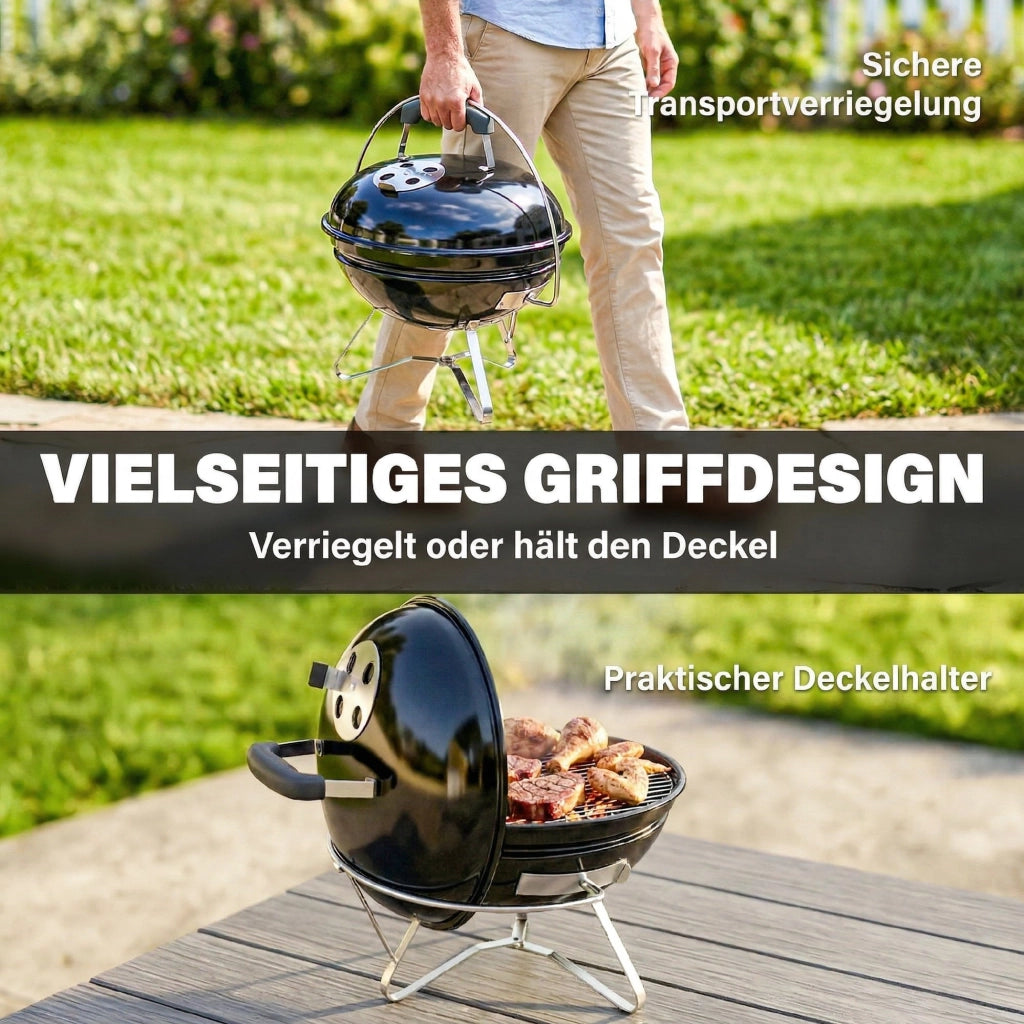 Barbecue portatile a carboncino con coperchio ¨C zephmum ¨C 41x41x44 cm nero
