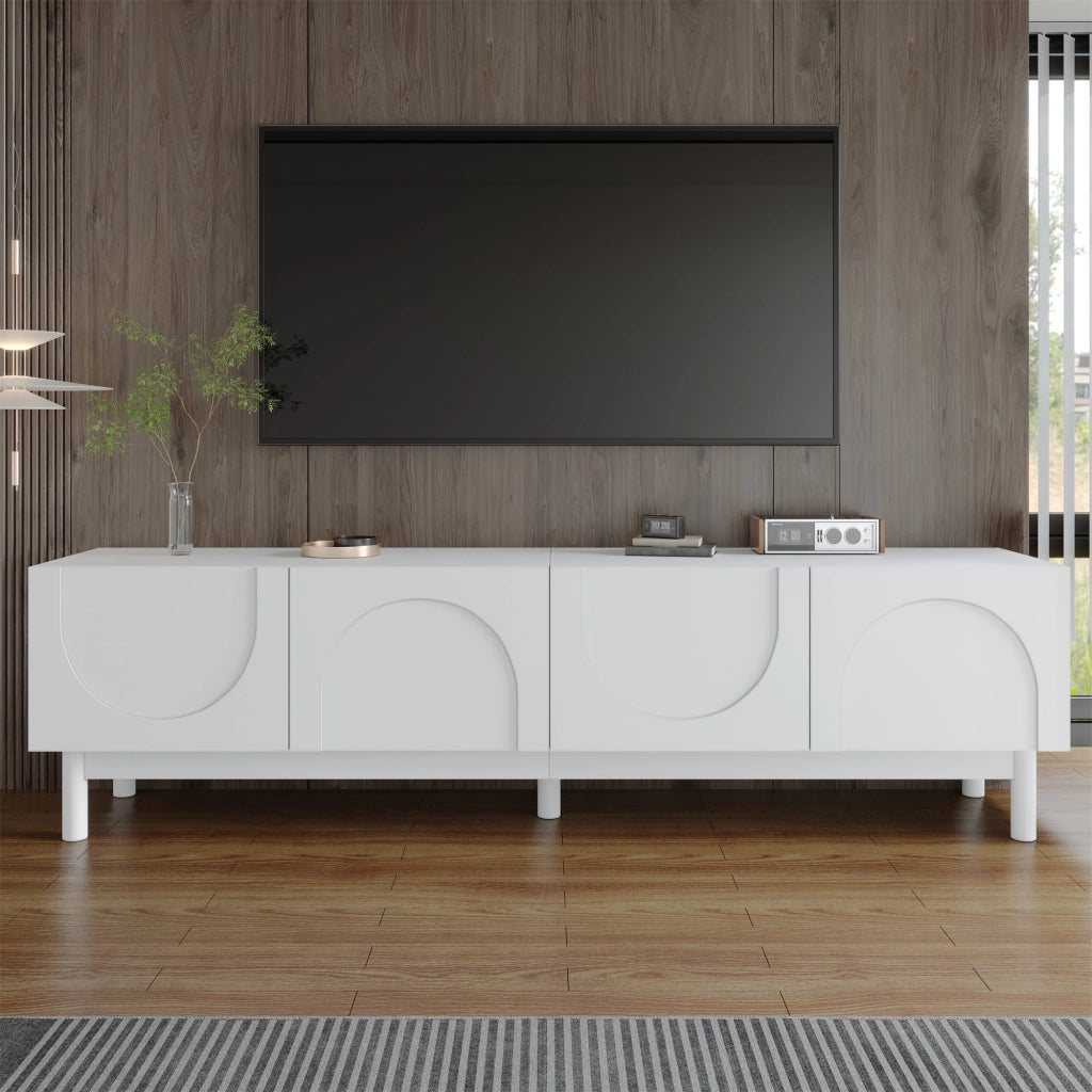 OKWISH Mobile TV con 4 Ante e Ripiani, Design senza Maniglie, per Soggiorno, MDF e Pannelli di Particelle, 169 x 34 x 45,5 cm