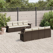 Set Divani da Giardino 9pz con Cuscini Marrone in Polyrattan 3252290