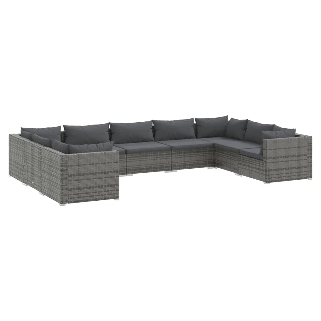 Set Divani da Giardino 9 pz con Cuscini in Polyrattan Grigio cod mxl 40420