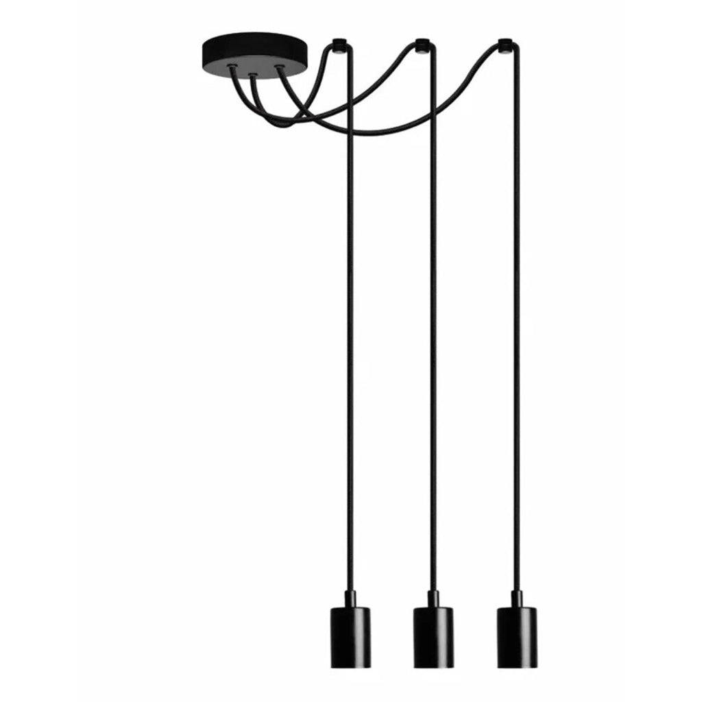 Lampadario moderno 3 luci a sospensione E27 design minimal industriale cavi regolabili per cucina soggiorno tavolo